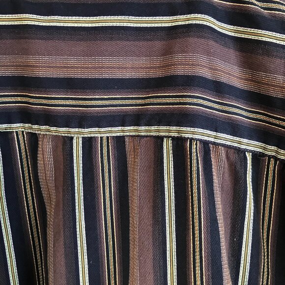 Geoffrey Beene Striped Button-Down Shirt, Woven Navy Brown Gold, Men’s Size XXL - Picture 5 of 10